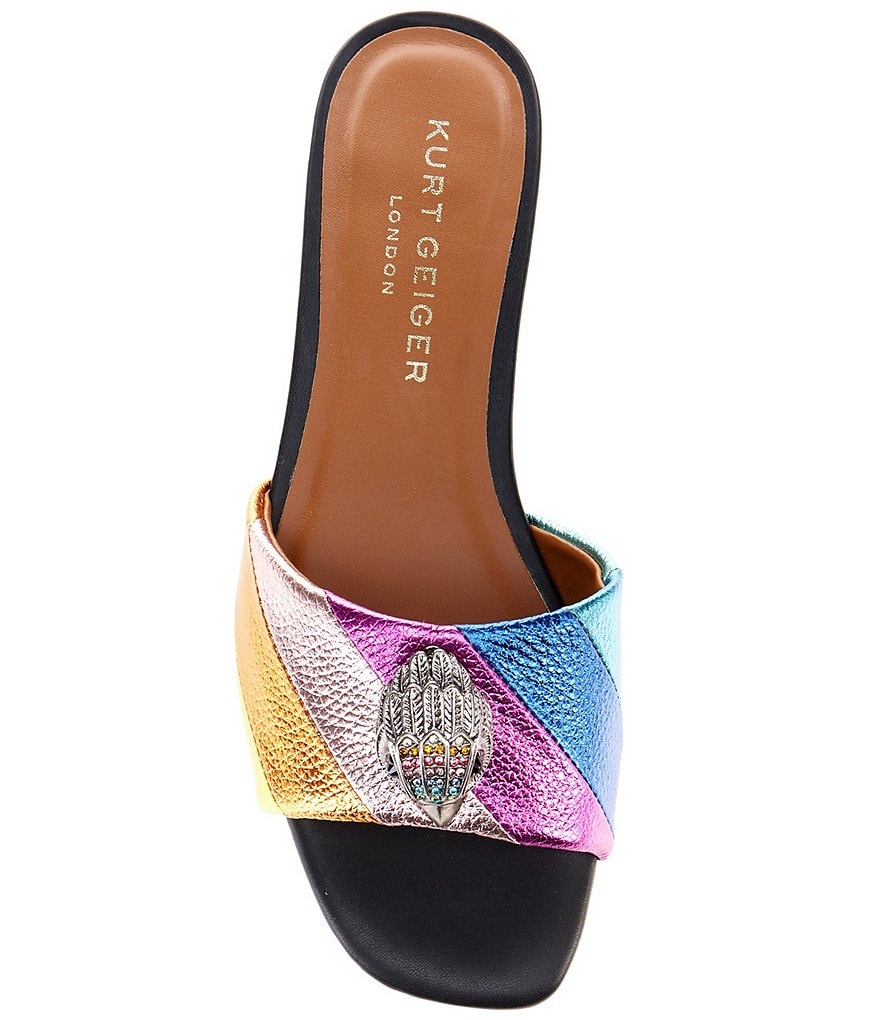 Kurt Geiger London Kensington Metallic Rainbow Leather Logo Ornament Slide Sandals - Multi - view 5