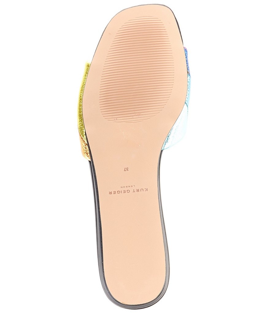 Kurt Geiger London Kensington Metallic Rainbow Leather Logo Ornament Slide Sandals - Multi - view 6