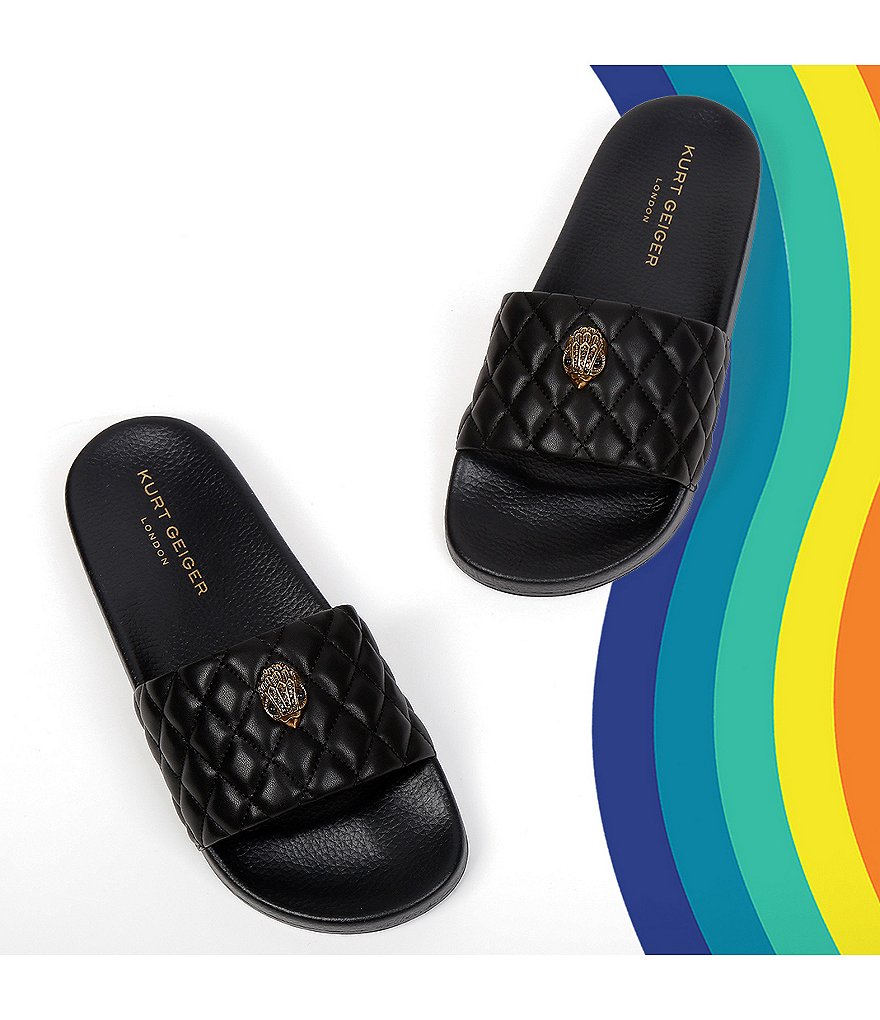 Kurt Geiger London Women's Meena Quilted Logo Ornament Pool Slide Sandals - Black - view 7