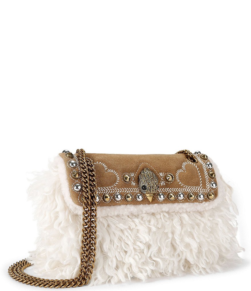 Kurt Geiger London Mini Kensington Studded Faux Fur Crossbody Bag - Tan - view 3