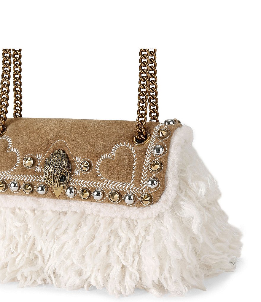 Kurt Geiger London Mini Kensington Studded Faux Fur Crossbody Bag - Tan - view 4
