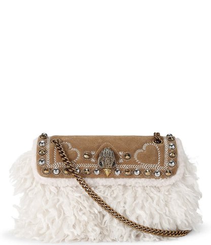 Kurt Geiger London Mini Kensington Studded Faux Fur Crossbody Bag - Tan - view 1