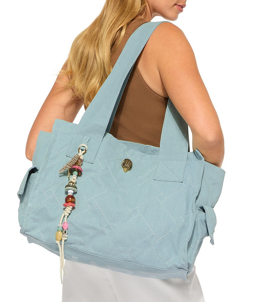 Kurt Geiger London Celia Canvas Tote Shoulder Bag - Light Blue - view 6