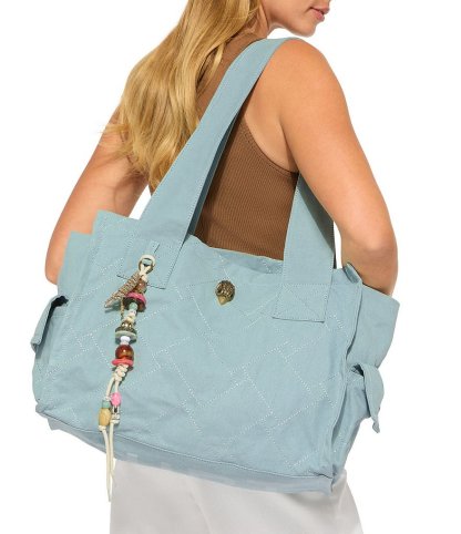 Kurt Geiger London Celia Canvas Tote Shoulder Bag - Light Blue - view 6