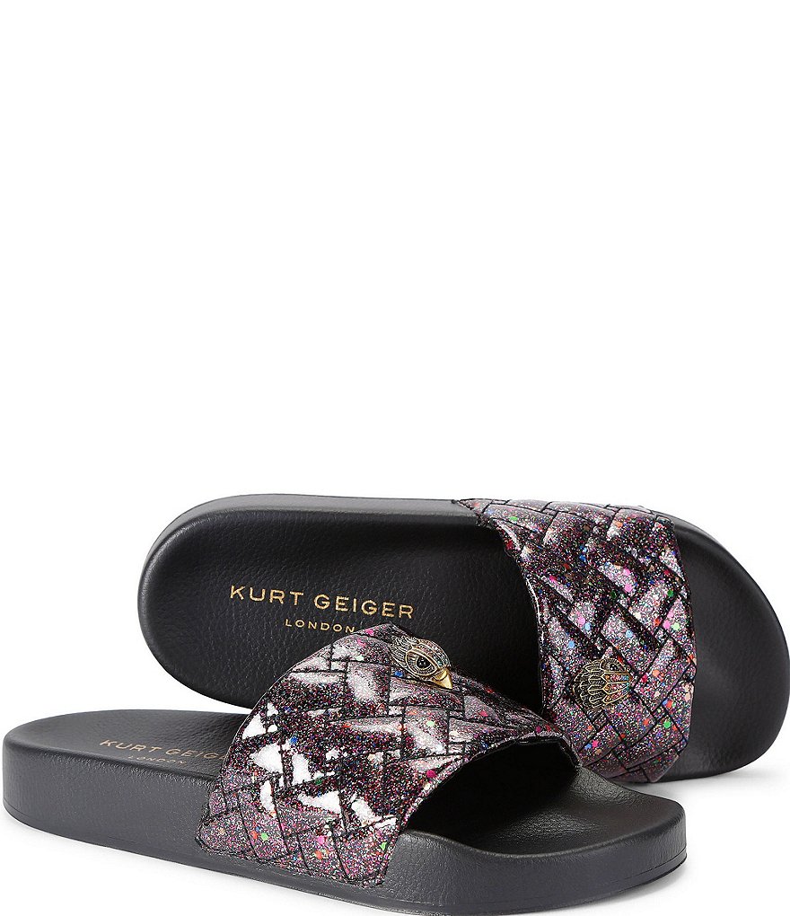 Kurt Geiger London Meena Glitter Eagle Logo Ornament Pool Slide Sandals - Black - view 4
