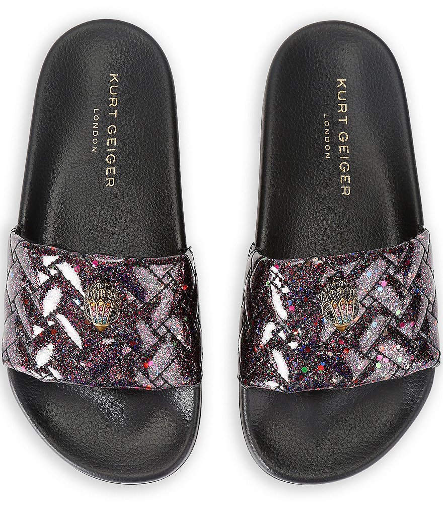 Kurt Geiger London Meena Glitter Eagle Logo Ornament Pool Slide Sandals - Black - view 5