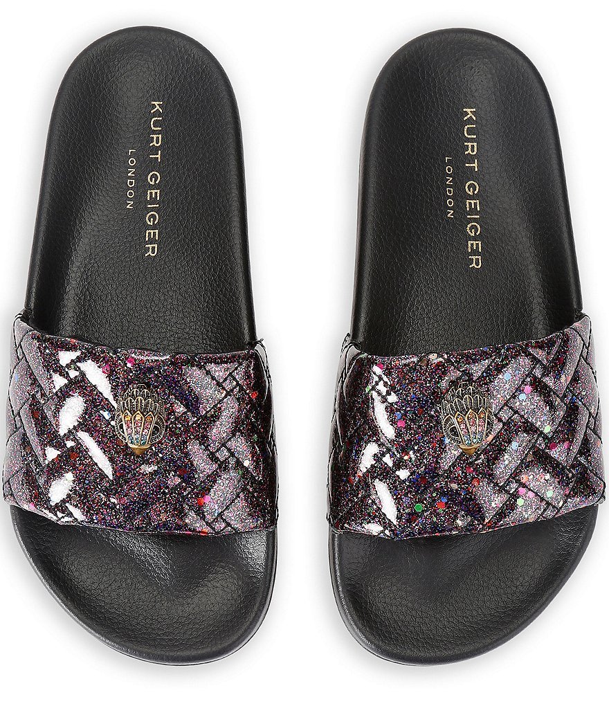 Kurt Geiger London Meena Glitter Eagle Logo Ornament Pool Slide Sandals - Black - view 5