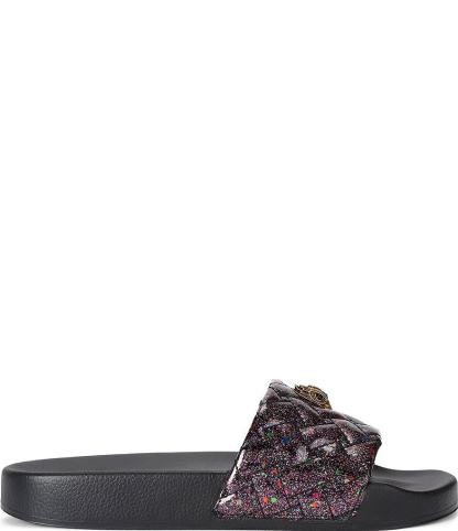 Kurt Geiger London Meena Glitter Eagle Logo Ornament Pool Slide Sandals - Black - view 1