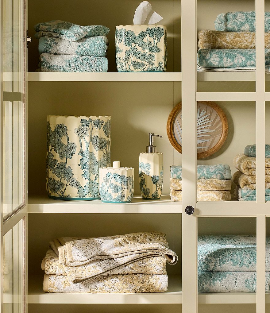Southern Living Willa Scalloped Ceramic Tissue Box Cover - Aqua - view 4