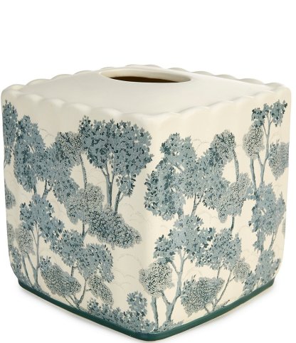 Southern Living Willa Scalloped Ceramic Tissue Box Cover - Aqua - view 1