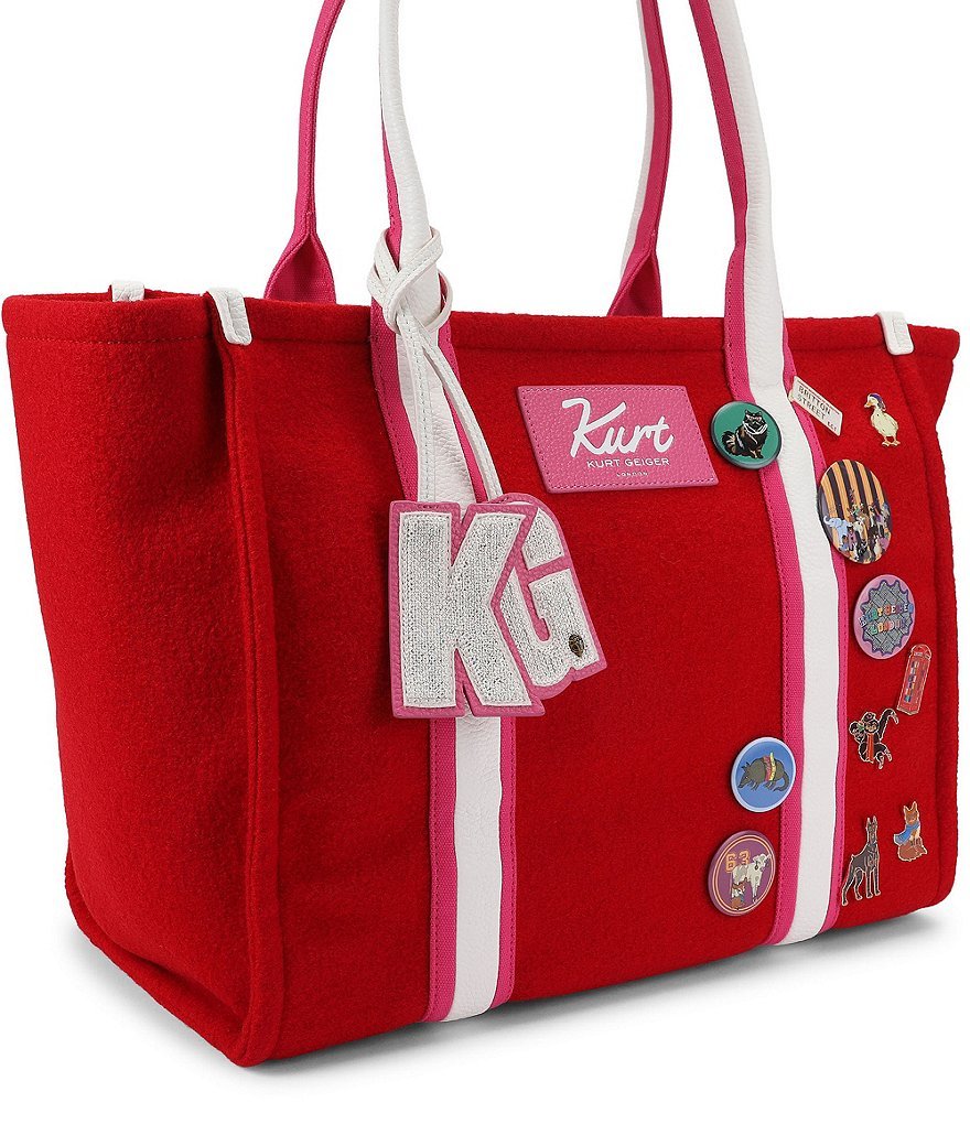 Kurt Geiger London Southbank Animal Patches & Buttons Large Shopper Tote Bag - Red - view 3