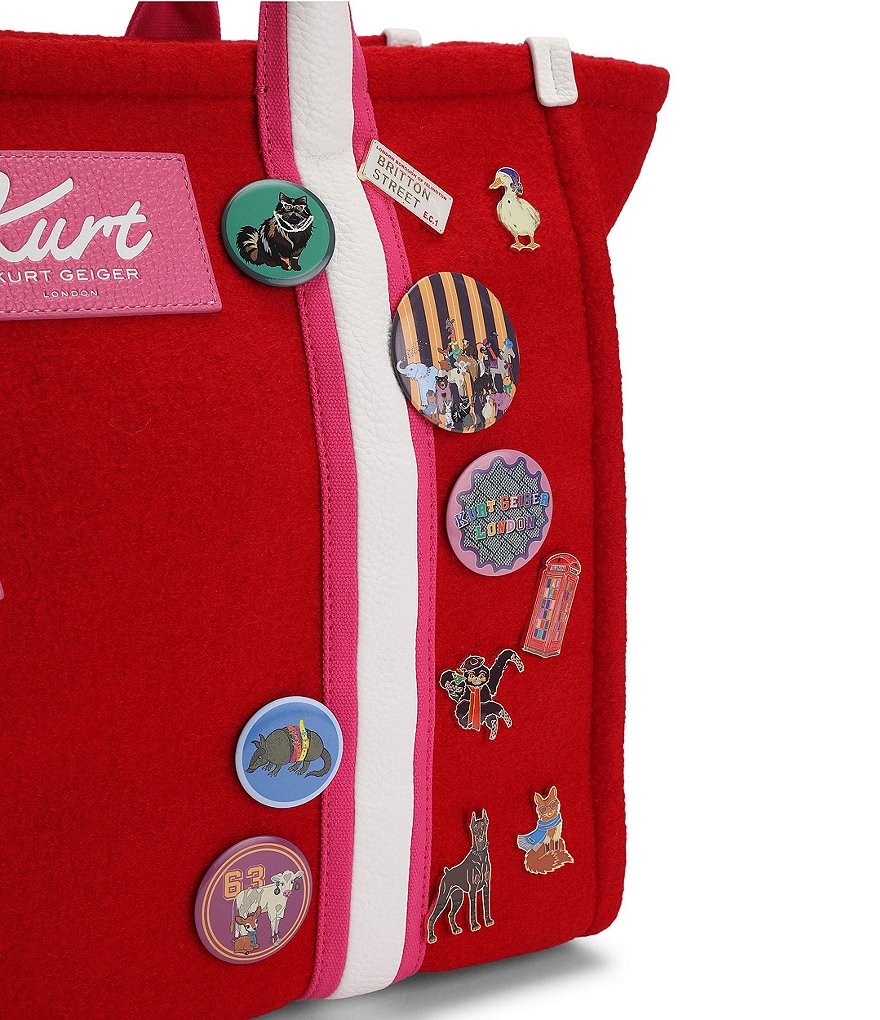 Kurt Geiger London Southbank Animal Patches & Buttons Large Shopper Tote Bag - Red - view 5
