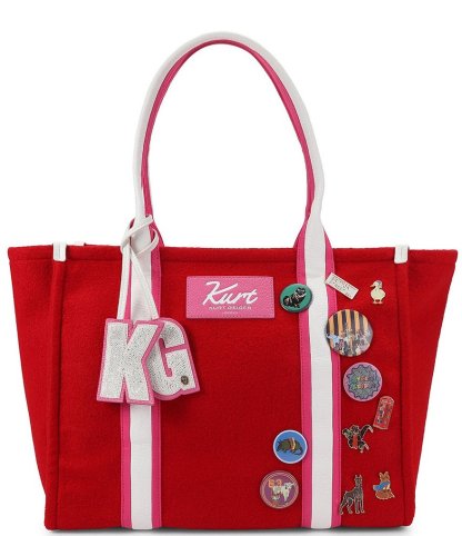 Kurt Geiger London Southbank Animal Patches & Buttons Large Shopper Tote Bag - Red - view 1