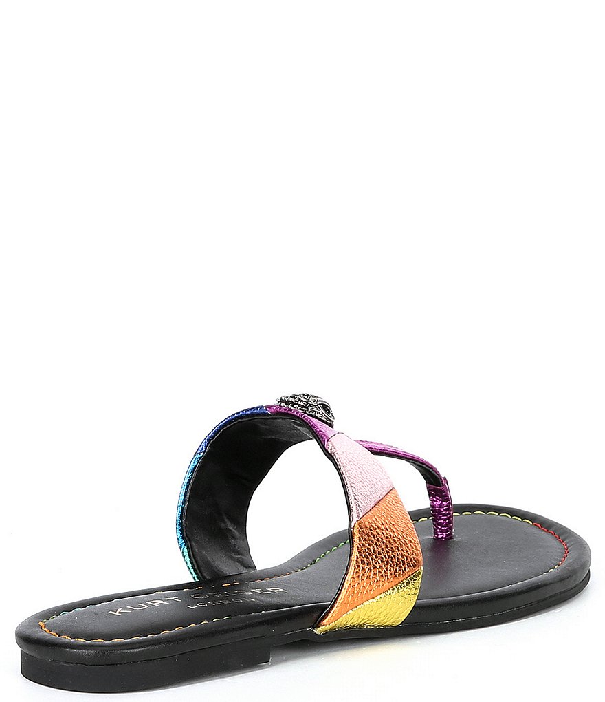Kurt Geiger London Kensington Metallic Rainbow Leather Logo Ornament T-Bar Sandals - Multi - view 2
