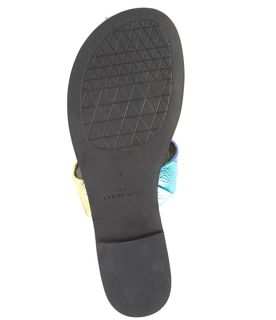 Kurt Geiger London Kensington Metallic Rainbow Leather Logo Ornament T-Bar Sandals - Multi - view 6