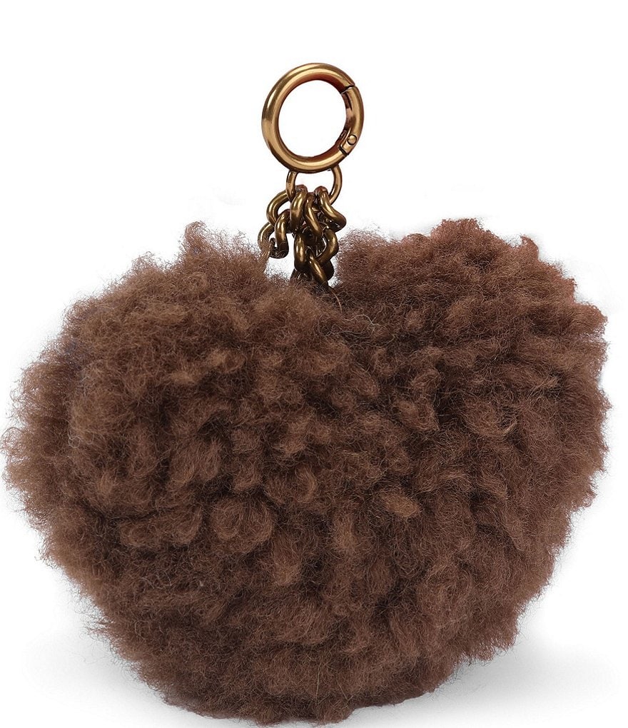 Kurt Geiger London Kurt Heart Faux Fur Bag Charm Key Chain - Brown - view 2