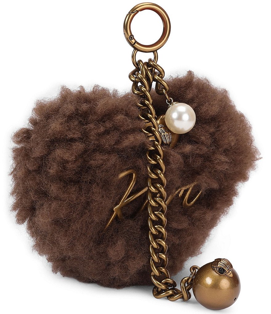 Kurt Geiger London Kurt Heart Faux Fur Bag Charm Key Chain - Brown - view 3