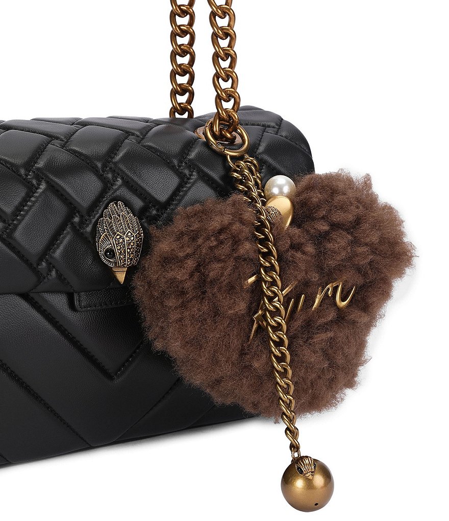 Kurt Geiger London Kurt Heart Faux Fur Bag Charm Key Chain - Brown - view 5