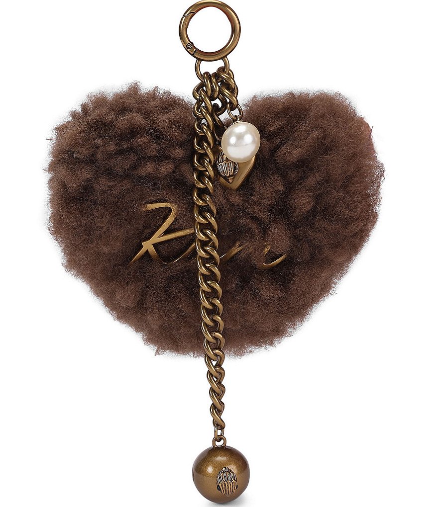 Kurt Geiger London Kurt Heart Faux Fur Bag Charm Key Chain - Brown - view 1