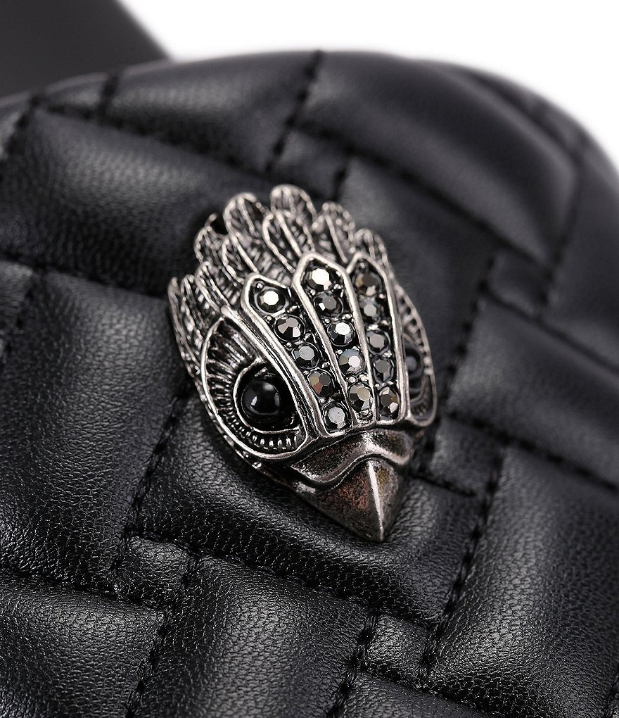 Kurt Geiger London Meena Quilted Logo Eagle Ornament Platform Slides - Black - view 5