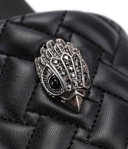 Kurt Geiger London Meena Quilted Logo Eagle Ornament Platform Slides - Black - view 5