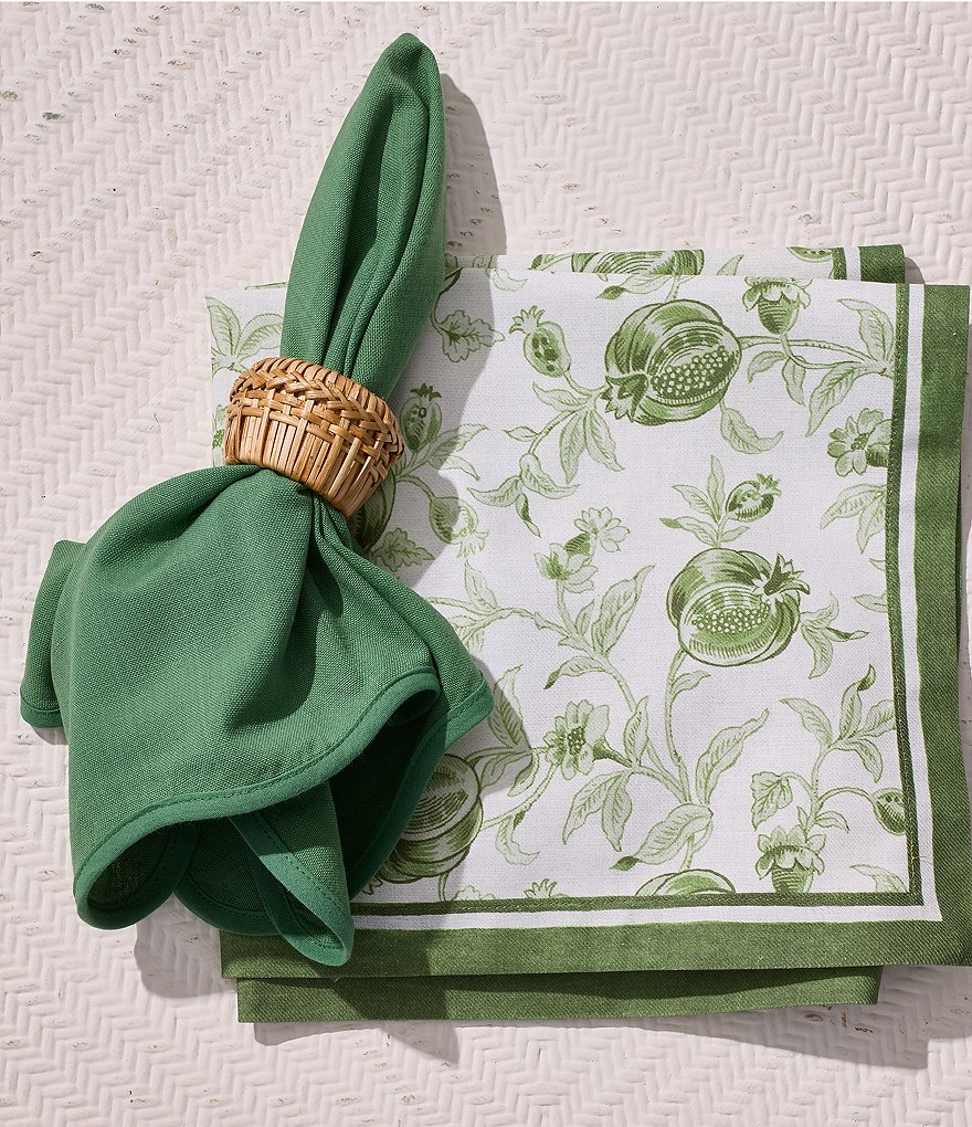 Southern Living Solid Scallop with Napkins, Set of 4 - Green - view 3