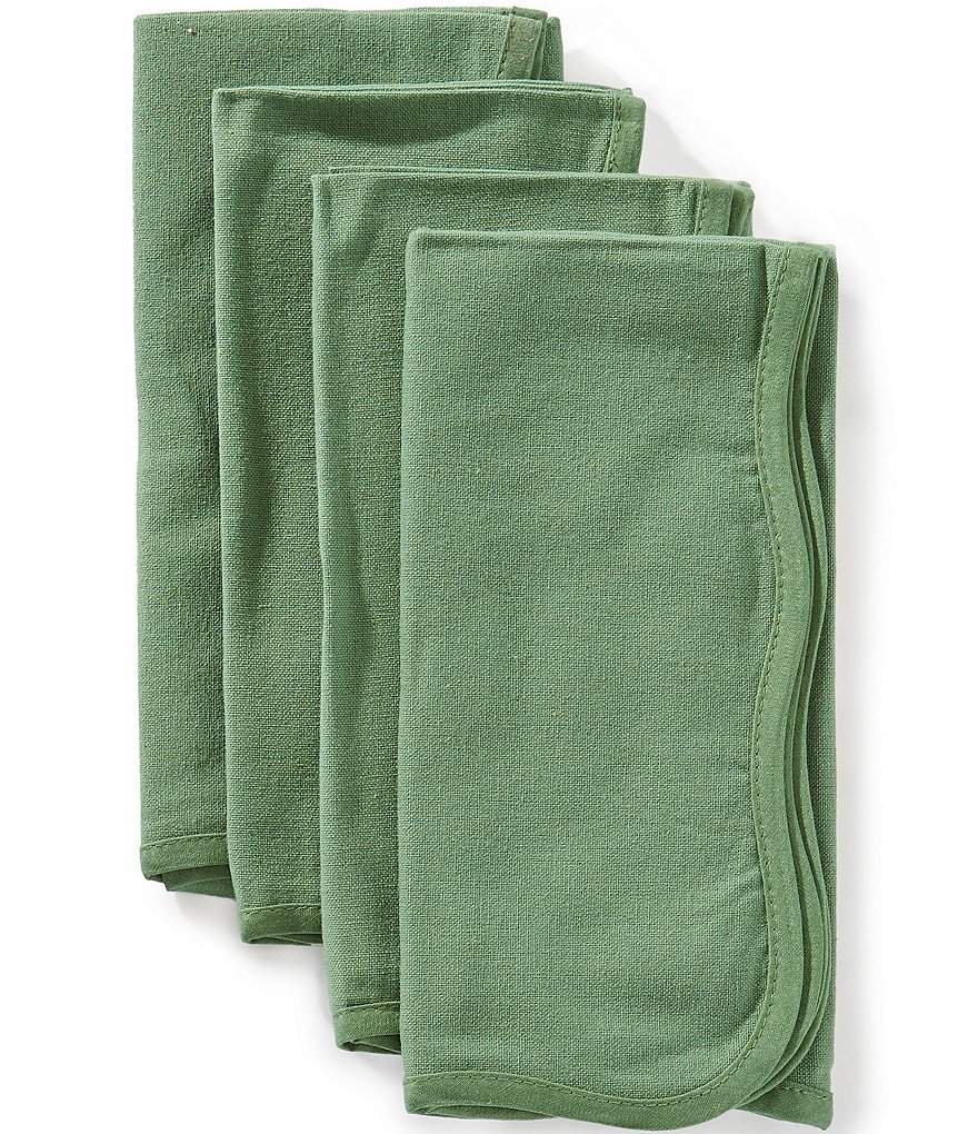 Southern Living Solid Scallop with Napkins, Set of 4 - Green - view 1