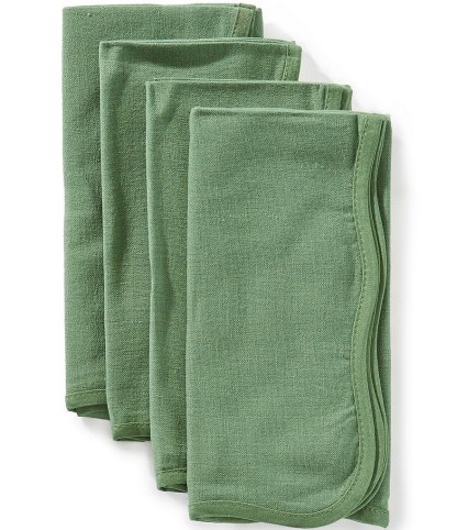 Southern Living Solid Scallop with Napkins, Set of 4 - Green - view 1