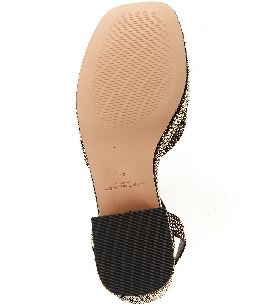 Kurt Geiger London Chelsea Crystal Embellished Logo Ornament Ankle Wrap Platform Pumps - Black/Gold - view 6