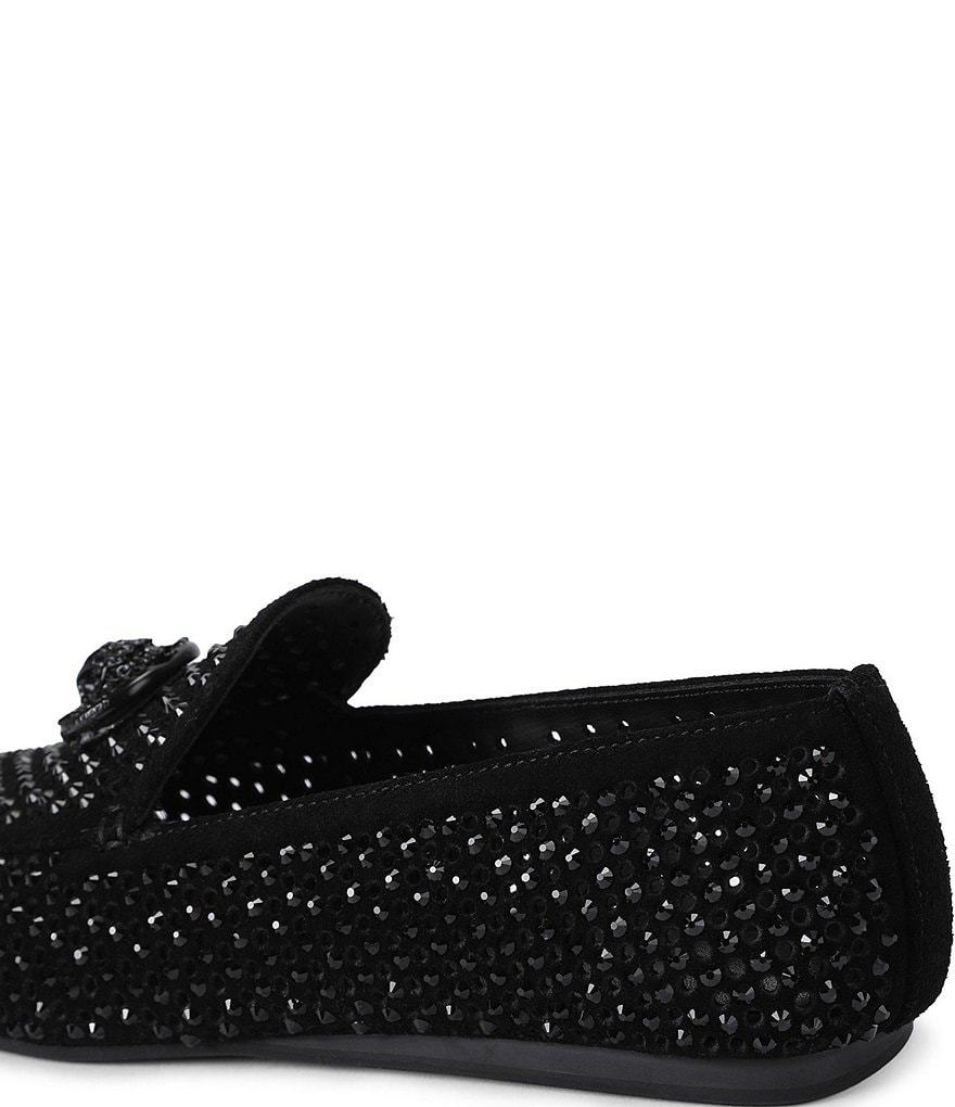 Kurt Geiger London Mayfair Suede Crystal Embellished Eagle Logo Ornament Loafers - Black - view 2