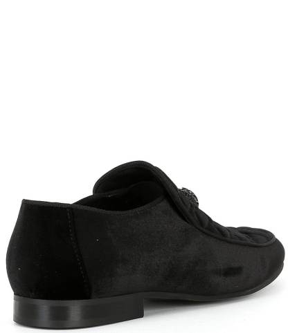 Kurt Geiger London Men's Hugh Quilted Velvet Drenched Logo Ornament Slip On Loafers - Charcoal - view 2