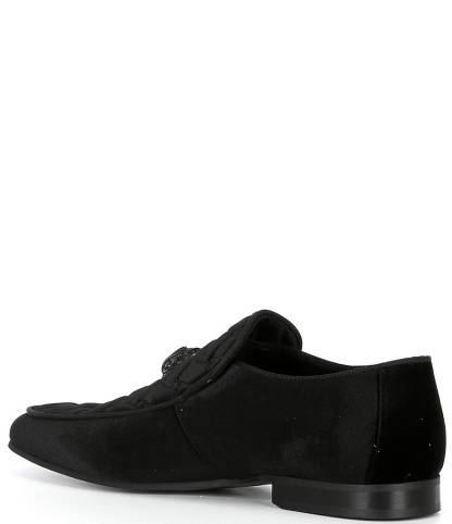 Kurt Geiger London Men's Hugh Quilted Velvet Drenched Logo Ornament Slip On Loafers - Charcoal - view 3