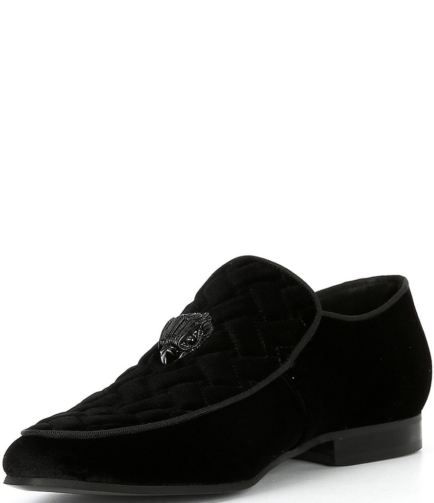 Kurt Geiger London Men's Hugh Quilted Velvet Drenched Logo Ornament Slip On Loafers - Charcoal - view 4