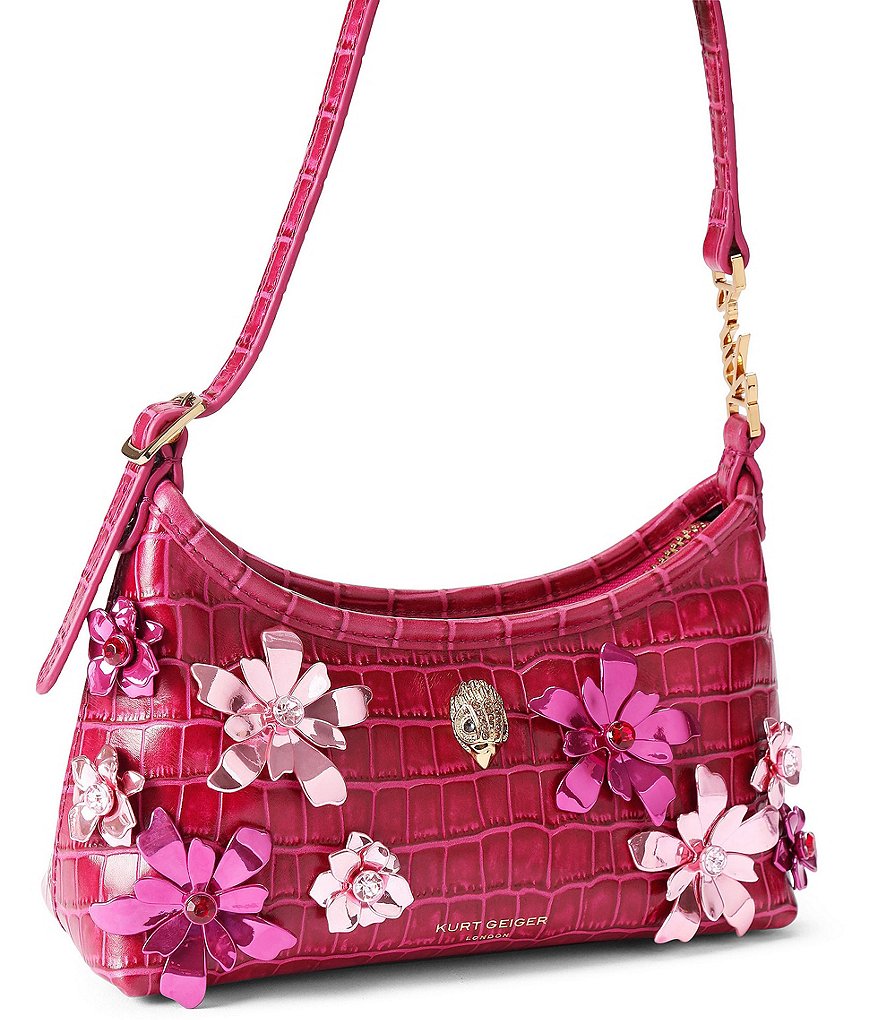 Kurt Geiger London Kurt Sling Flowers Applique Shoulder Bag - Fuchsia - view 3