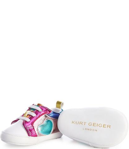 Kurt Geiger London Girls' Luckson Leather Colorblock Heart Sneaker Crib Shoes (Infant) - Pink Multi - view 1