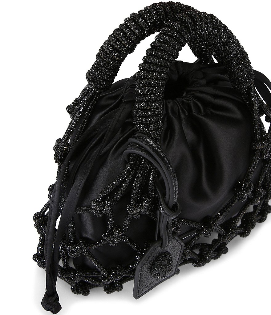 Kurt Geiger London Small Macrame Satin Bucket Bag - Black - view 2
