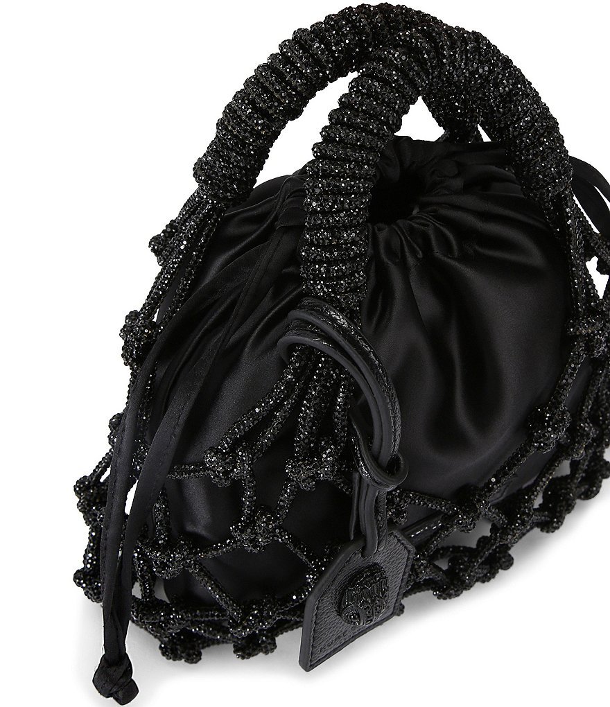 Kurt Geiger London Small Macrame Satin Bucket Bag - Black - view 2