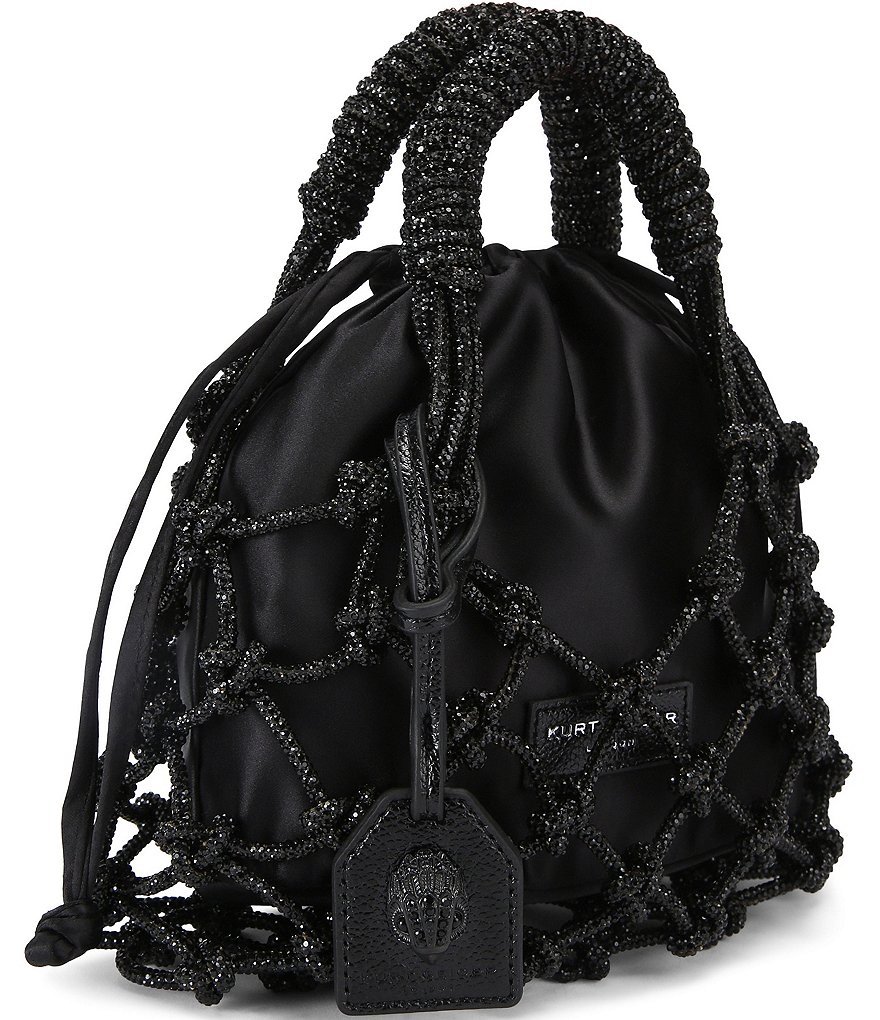 Kurt Geiger London Small Macrame Satin Bucket Bag - Black - view 3