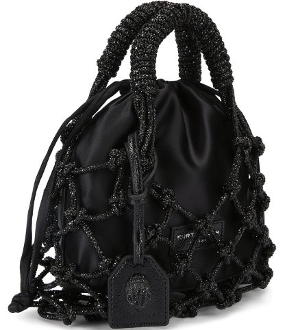 Kurt Geiger London Small Macrame Satin Bucket Bag - Black - view 3