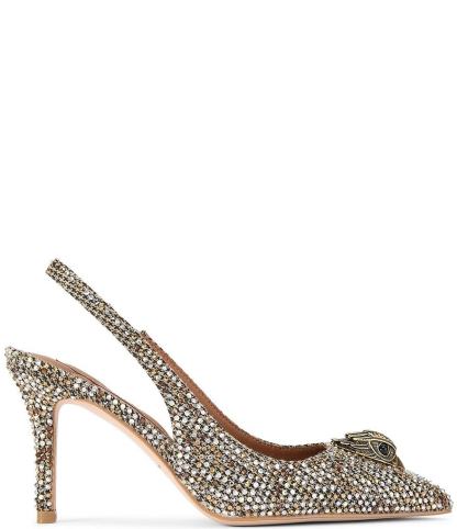 Kurt Geiger London Belgravia Houndstooth Crystal Embellished Slingback Pumps - Beige - view 1
