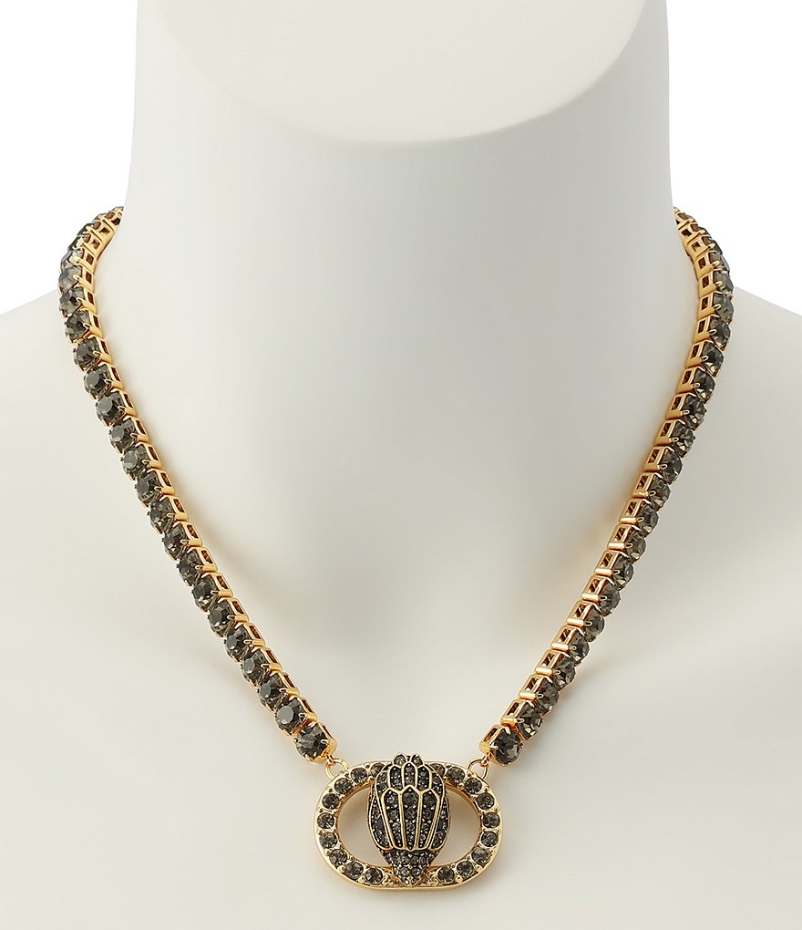 Kurt Geiger London Signature Chelsea Eagle Pendant Tennis Collar Necklace - Black Diamond - view 4