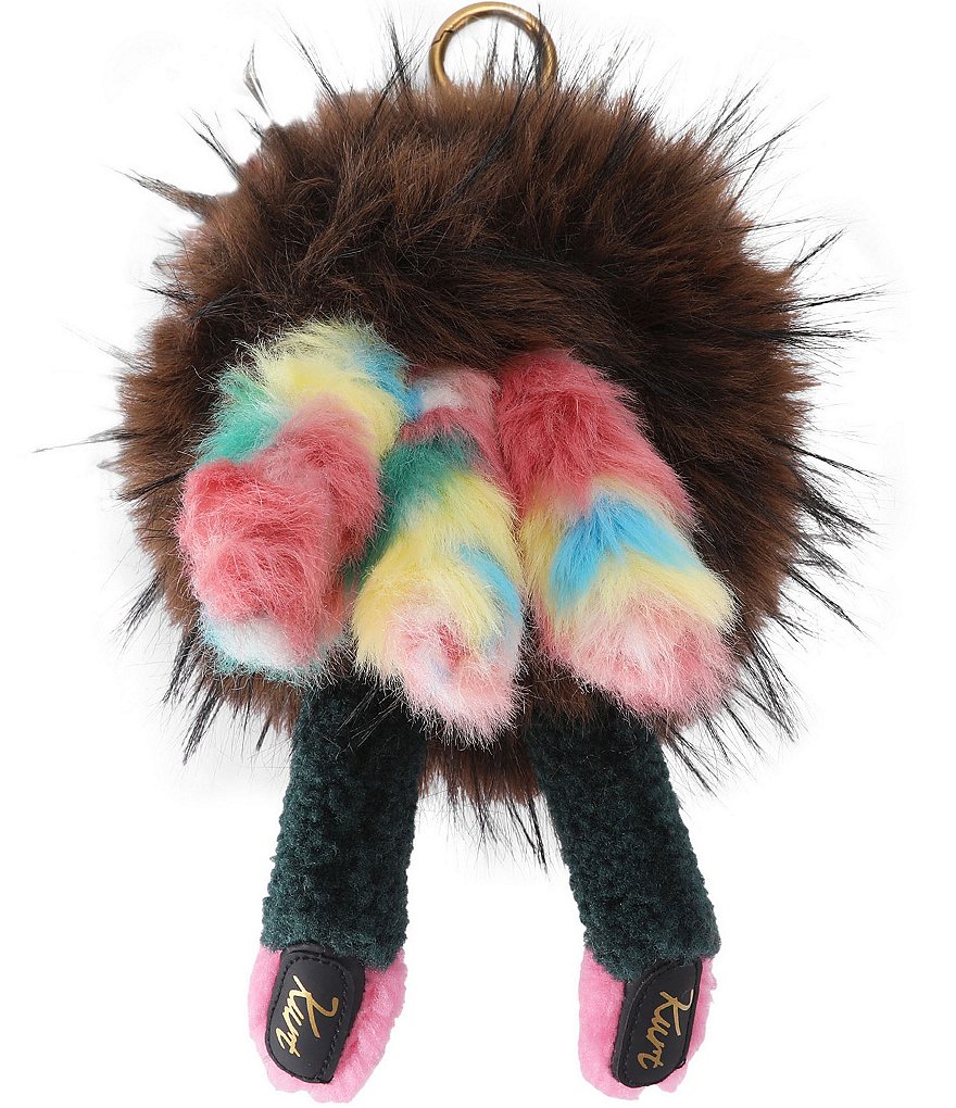 Kurt Geiger London Mascot Pom Pom Faux Fur Charm Key Chain - Brown - view 2