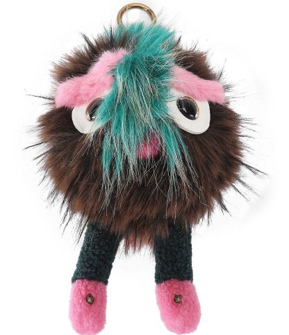 Kurt Geiger London Mascot Pom Pom Faux Fur Charm Key Chain - Brown - view 1