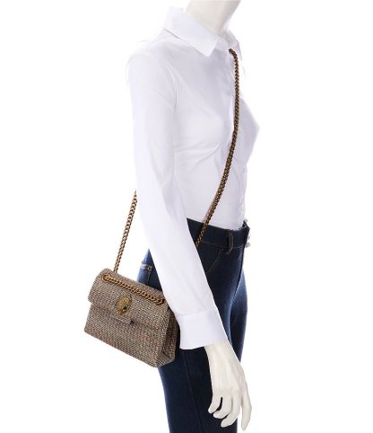 Kurt Geiger London Kensington Mini Crystal Houndstooth Crossbody Bag - Beige - view 4