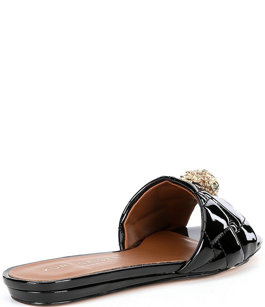 Kurt Geiger London Kensington Quilted Patent Leather Logo Ornament Slide Sandals - Black - view 2