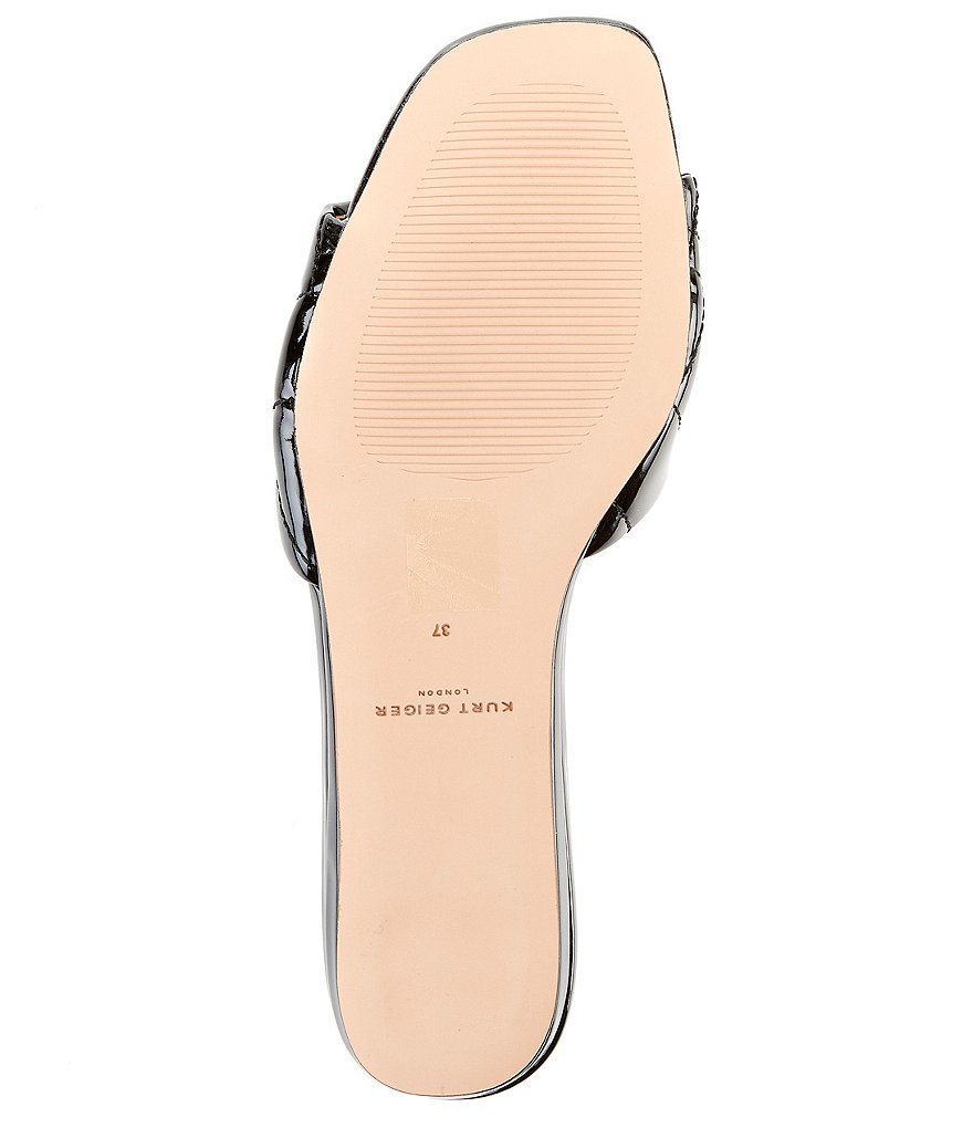 Kurt Geiger London Kensington Quilted Patent Leather Logo Ornament Slide Sandals - Black - view 6