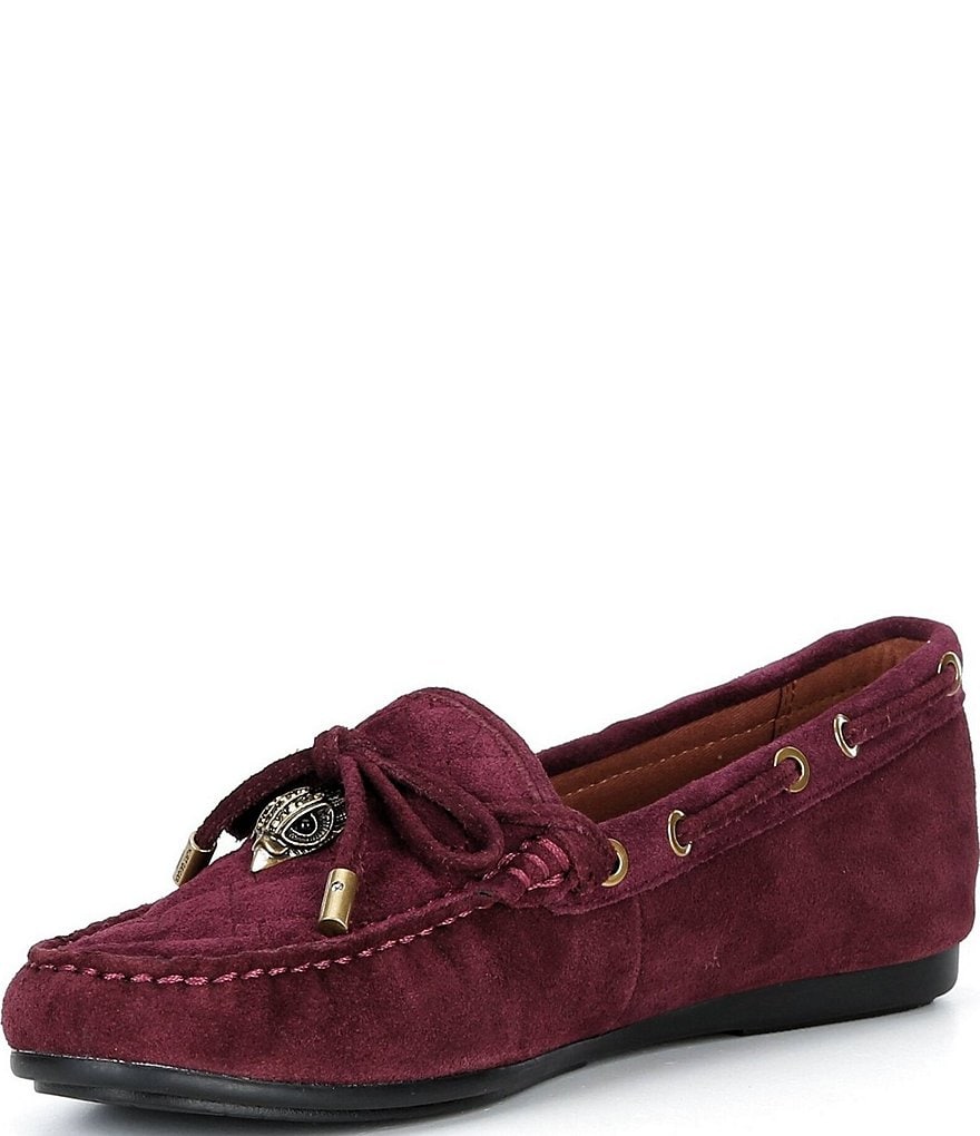 Kurt Geiger London Eagle Bow Tie Gold Ornament Boat Moccasins - Red - view 14