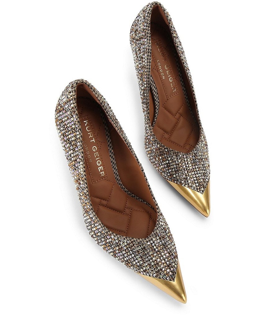 Kurt Geiger London Regent Crystal Embellished Houndstooth Print Stiletto Court Pumps - Beige - view 2