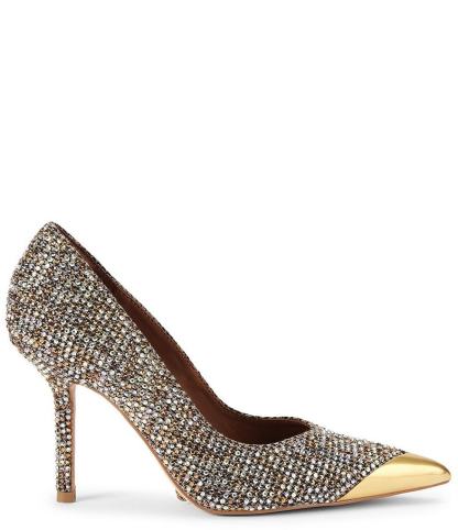 Kurt Geiger London Regent Crystal Embellished Houndstooth Print Stiletto Court Pumps - Beige - view 1