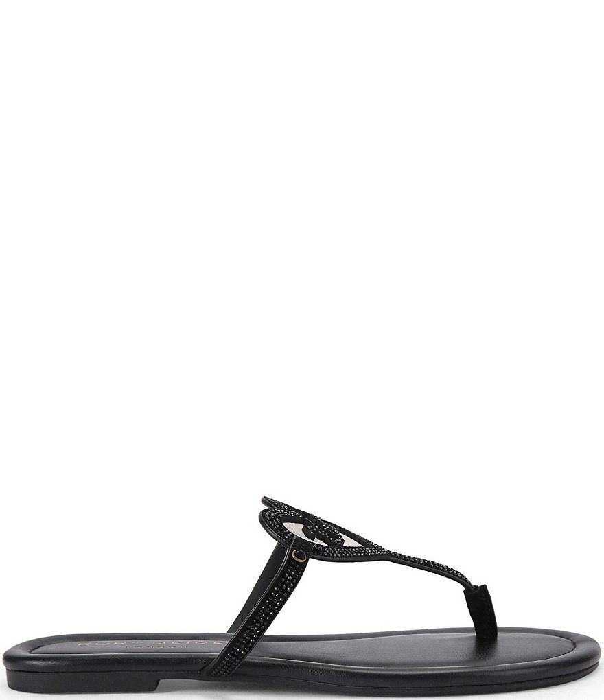 Kurt Geiger London Kurt Heart Embellished Metallic Logo T-Bar Sandals - Black - view 1
